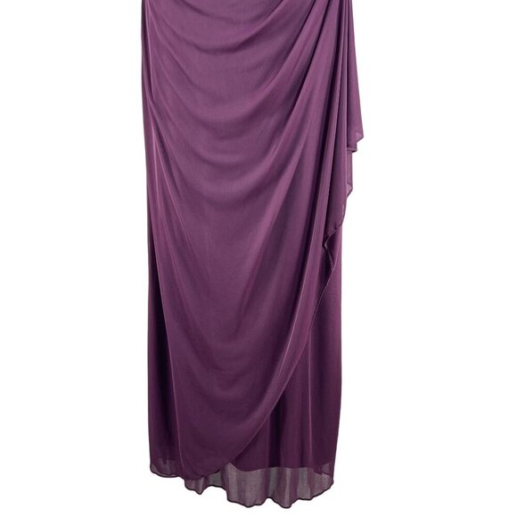 Alex Evenings Size 10 NWT Eggplant Dress Ruched Waist 3/4 Sleeves Sheer Wedding - Picture 7 of 16